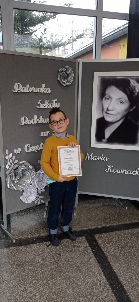 Szymon Małopleszy, uczeń klasy 4b otrzymał dyplom za udział w etapie rejonowym XXVII Diecezjalnego Konkursu Wiedzy Biblijnej